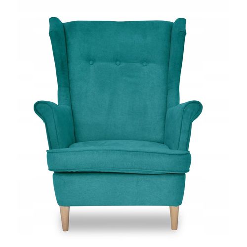 Fauteuil à Oreilles Ari — Design Scandinave Bleu Turquoise Pastel