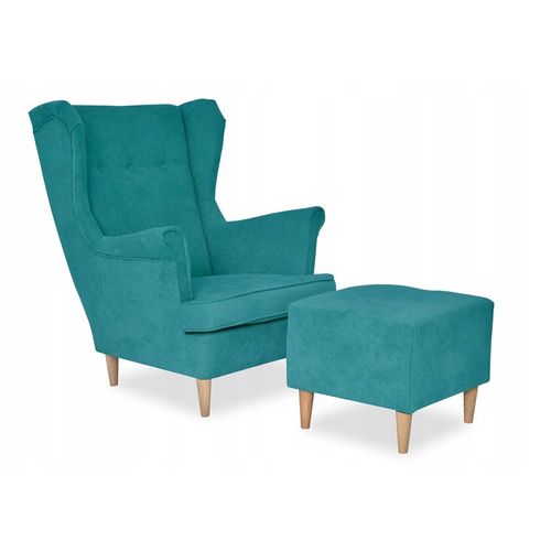 Fauteuil à Oreilles Ari — Design Scandinave Bleu Turquoise Pastel