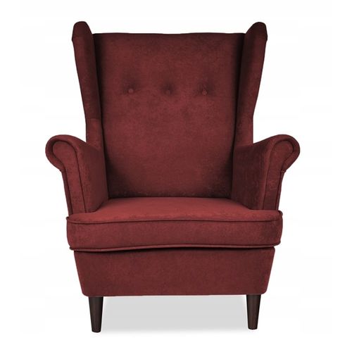 Fauteuil à Oreilles Ari — Style Scandinave, Velours Bordeaux — Idée Cadeau