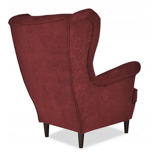 Fauteuil à Oreilles Ari — Style Scandinave, Velours Bordeaux — Idée Cadeau