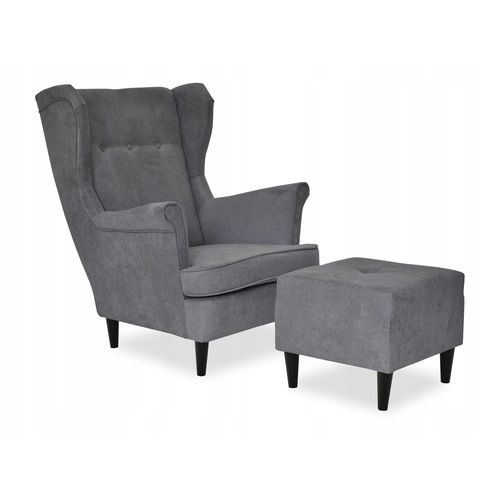 Fauteuil à Oreilles Ari Scandinave De — Élégant En Velours Gris Graphite