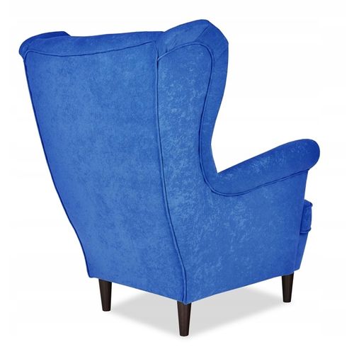 Fauteuil à Oreilles Ari — Style Scandinave, En Velours Bleu Moderne