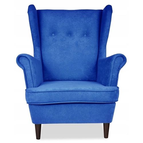 Fauteuil à Oreilles Ari — Style Scandinave, En Velours Bleu Moderne