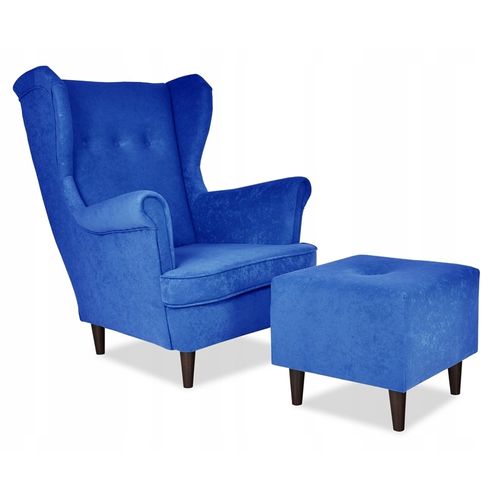 Fauteuil à Oreilles Ari — Style Scandinave, En Velours Bleu Moderne
