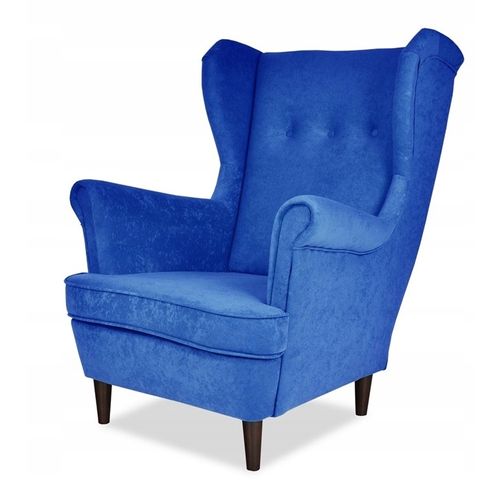Fauteuil à Oreilles Ari — Style Scandinave, En Velours Bleu Moderne