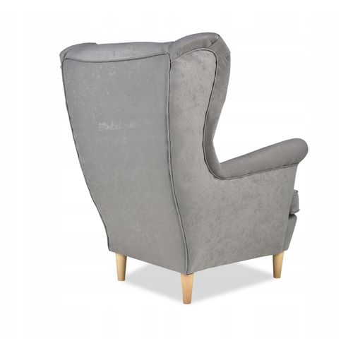 Fauteuil à Oreilles Ari, Style Scandinave — Velours Gris Clair