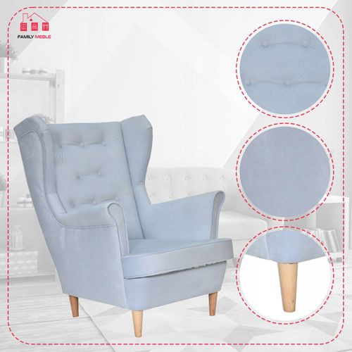 Fauteuil à Oreilles Diana, Style Scandinave, Bleu — Cadeau Pour Une Fête Prénatale
