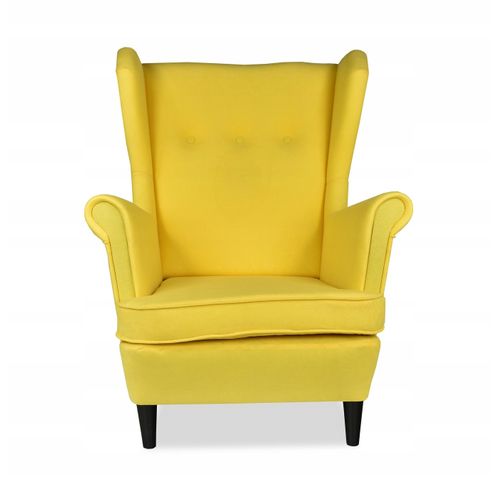Fauteuil Scandinave à Oreilles Ari Par — Accent Jaune Citron Pour La Détente