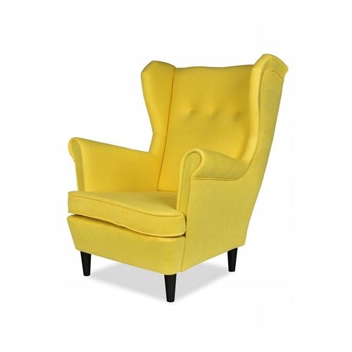 Fauteuil Scandinave à Oreilles Ari Par — Accent Jaune Citron Pour La Détente