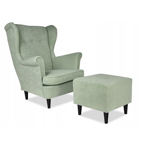 Fauteuil à Oreilles Ari Au Style Scandinave, Vert Pistache/menthe Pastel