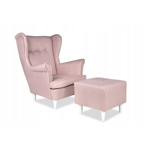Fauteuil à Oreilles Ari — Style Scandinave, Rose Poudré — Fauteuil Relax Pour Se Détendre