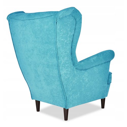 Fauteuil à Oreilles Ari Scandinave En Velours Bleu Ciel