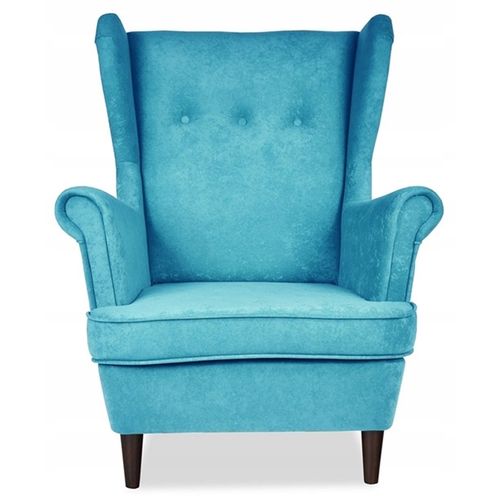 Fauteuil à Oreilles Ari Scandinave En Velours Bleu Ciel