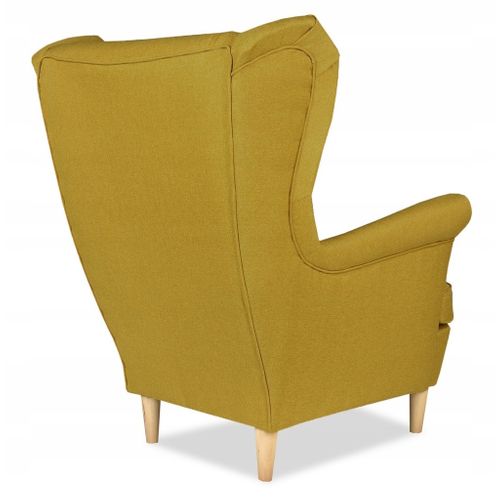 Fauteuil à Oreilles Ari, Design Scandinave Par — Jaune Moutarde Patiné