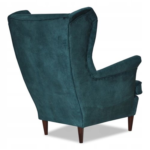 Fauteuil à Oreilles Ari, Style Scandinave, Par — Vert Foncé, Revêtement En Suédine