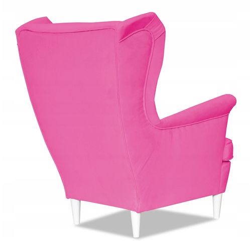Fauteuil à Oreilles Ari, Style Scandinave, En Velours Fuchsia (rose Intense)