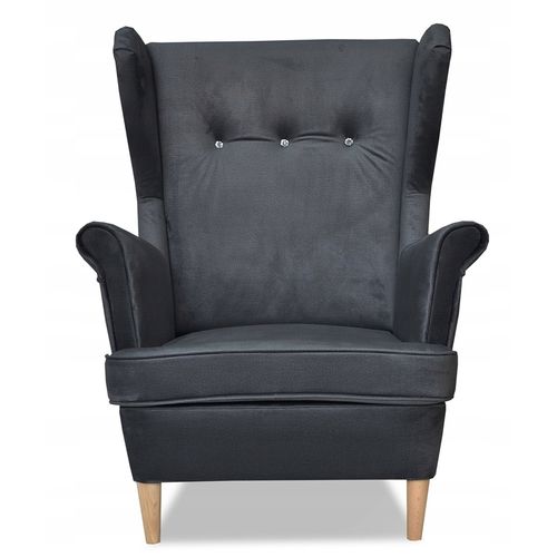 Fauteuil à Oreilles Ari — Style Scandinave, Velours Monolit Gris Graphite