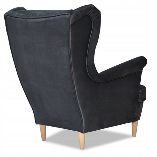 Fauteuil à Oreilles Ari — Style Scandinave, Velours Monolit Gris Graphite