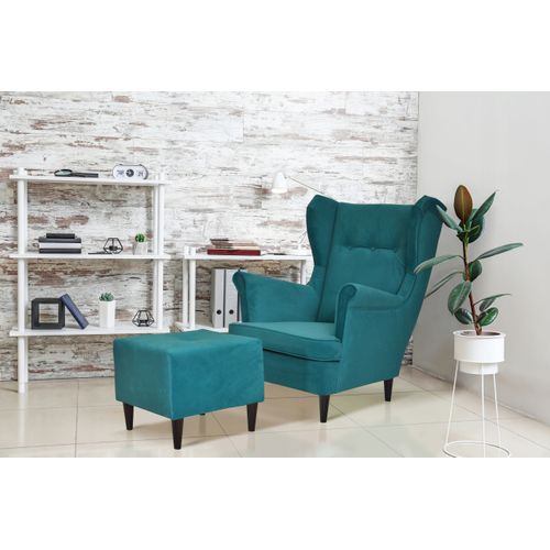 Fauteuil à Oreilles Ari — Style Scandinave, Velours Moutarde Doré