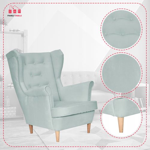 Diana — Fauteuil Scandinave à Oreilles, Vert Menthe Pastel, Fauteuil De Lecture