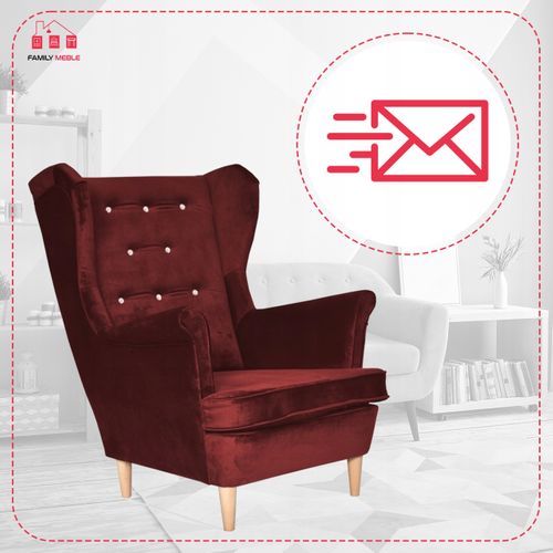 Fauteuil à Oreilles Diana Scandinave, Bordeaux Foncé