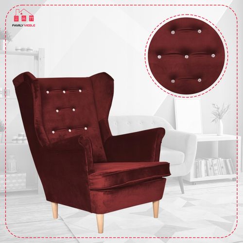 Fauteuil à Oreilles Diana Scandinave, Bordeaux Foncé