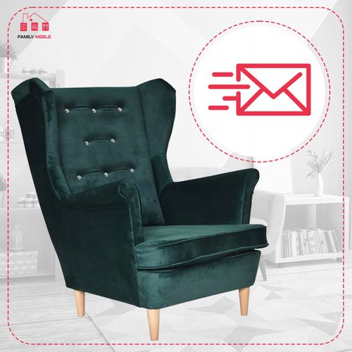 Fauteuil à Oreilles Scandinave Diana — Monolit 37, Vert Bouteille
