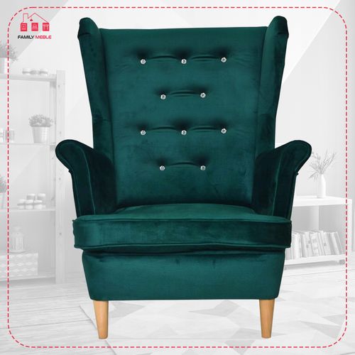 Fauteuil à Oreilles Scandinave Diana — Monolit 37, Vert Bouteille