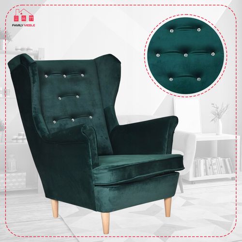 Fauteuil à Oreilles Scandinave Diana — Monolit 37, Vert Bouteille