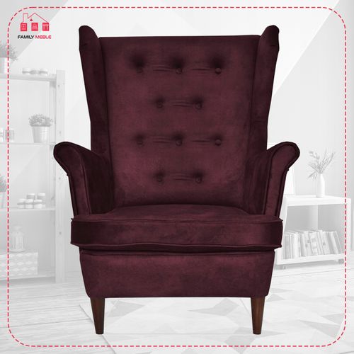 Fauteuil à Oreilles Diana — Style Scandinave, Bordeaux, Capitonné Et Imperméable