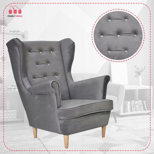Fauteuil à Oreilles Scandinave Diana Gris Clair Cendré Pro