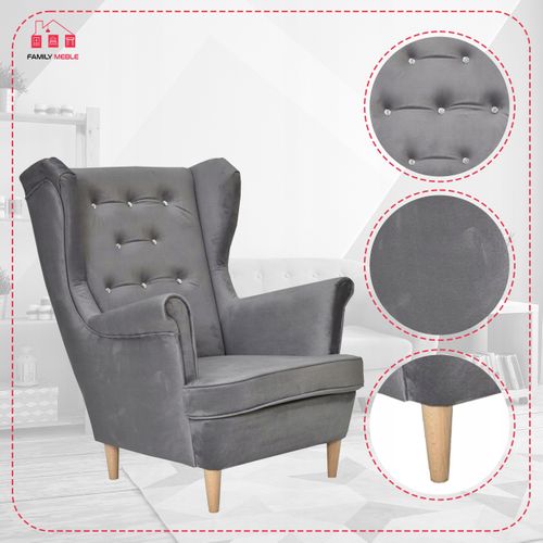 Fauteuil à Oreilles Scandinave Diana Gris Clair Cendré Pro