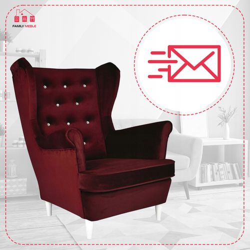 Fauteuil à Oreilles Diana, Style Scandinave — Bordeaux / Rouge / Cerise