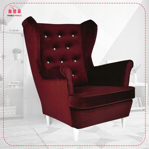 Fauteuil à Oreilles Diana, Style Scandinave — Bordeaux / Rouge / Cerise