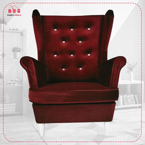 Fauteuil à Oreilles Diana, Style Scandinave — Bordeaux / Rouge / Cerise