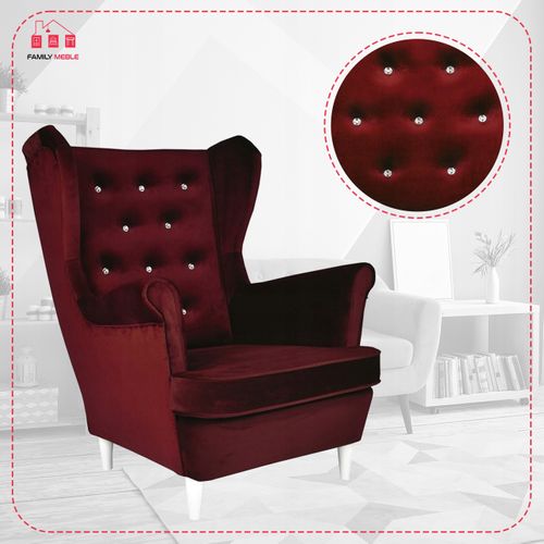 Fauteuil à Oreilles Diana, Style Scandinave — Bordeaux / Rouge / Cerise