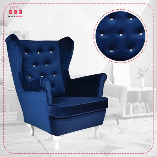 Fauteuil Scandinave à Oreilles Diana, Indigo / Bleu / Bleu Marine