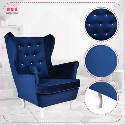 Fauteuil Scandinave à Oreilles Diana, Indigo / Bleu / Bleu Marine