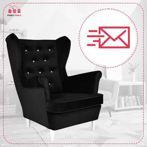 Fauteuil à Oreilles Diana — Design Scandinave Par Mebl, En Velours Noir