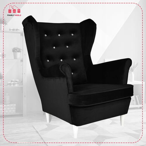 Fauteuil à Oreilles Diana — Design Scandinave Par Mebl, En Velours Noir