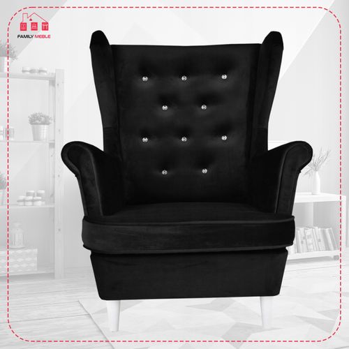 Fauteuil à Oreilles Diana — Design Scandinave Par Mebl, En Velours Noir