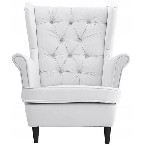 Fauteuil Scandinave à Oreilles Gaja — Famil Meble, Au Capitonnage Profond, Blanc Cassé