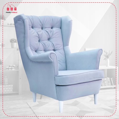 Fauteuil à Oreilles Gaja, Style Scandinave — Bleu Pastel (pour Garçon)