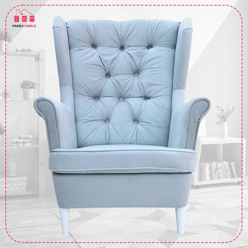 Fauteuil à Oreilles Gaja, Style Scandinave — Bleu Pastel (pour Garçon)