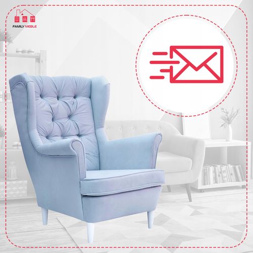 Fauteuil à Oreilles Gaja, Style Scandinave — Bleu Pastel (pour Garçon)