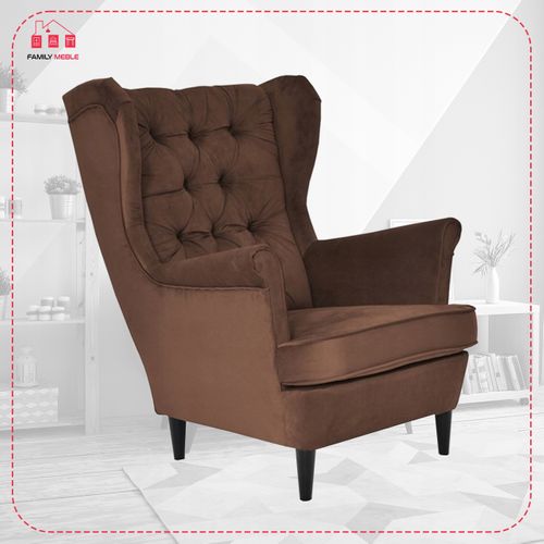 Fauteuil à Oreilles Gaja Au Design Scandinave De — Brun, Chocolat, Beige