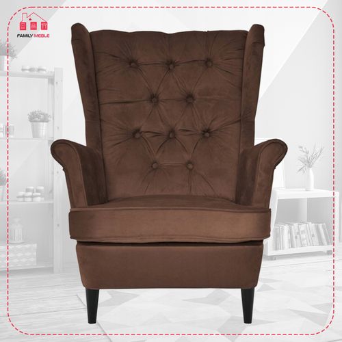 Fauteuil à Oreilles Gaja Au Design Scandinave De — Brun, Chocolat, Beige