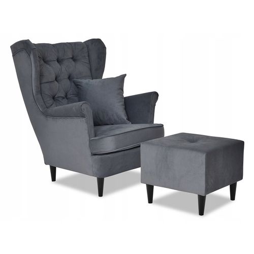 Fauteuil à Oreilles Gaja — Design Scandinave — Gris Anthracite Foncé Prest