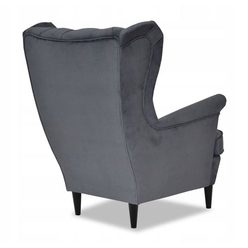 Fauteuil à Oreilles Gaja — Design Scandinave — Gris Anthracite Foncé Prest