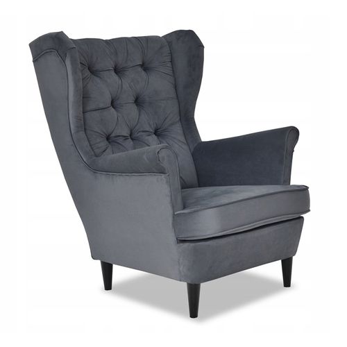 Fauteuil à Oreilles Gaja — Design Scandinave — Gris Anthracite Foncé Prest